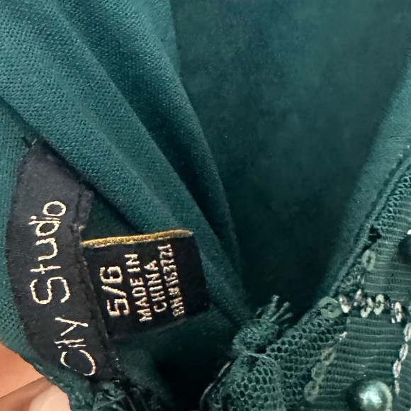 City Studio Teal Beaded Dress - Picture 4 of 8